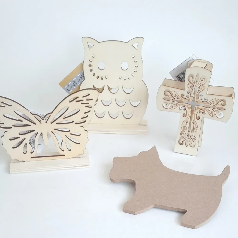 Set of 4 Crafters Corner Wooden Animals, Cross Deco Crafts for Painting Fun!